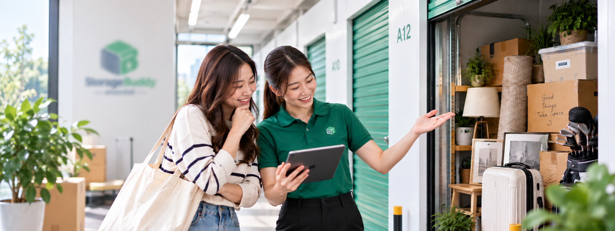StorageBuddy helping a customer choose a storage room